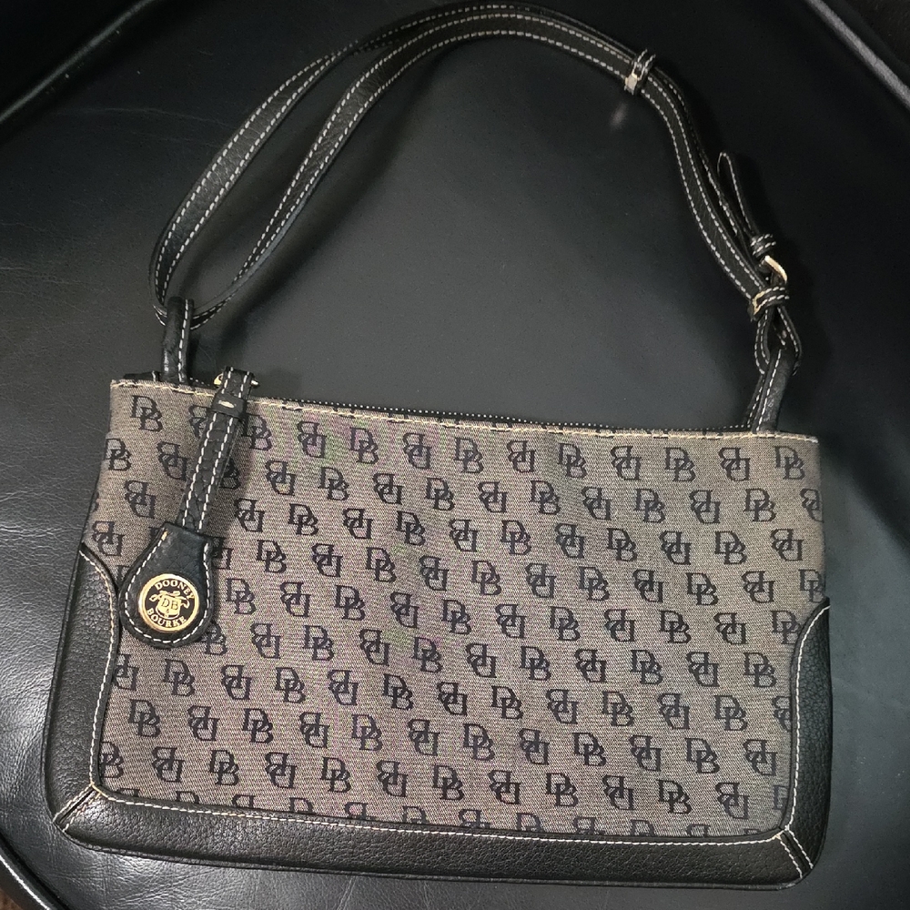Dooney & Bourke Monogrammed Gray and Black Shoulder Bag